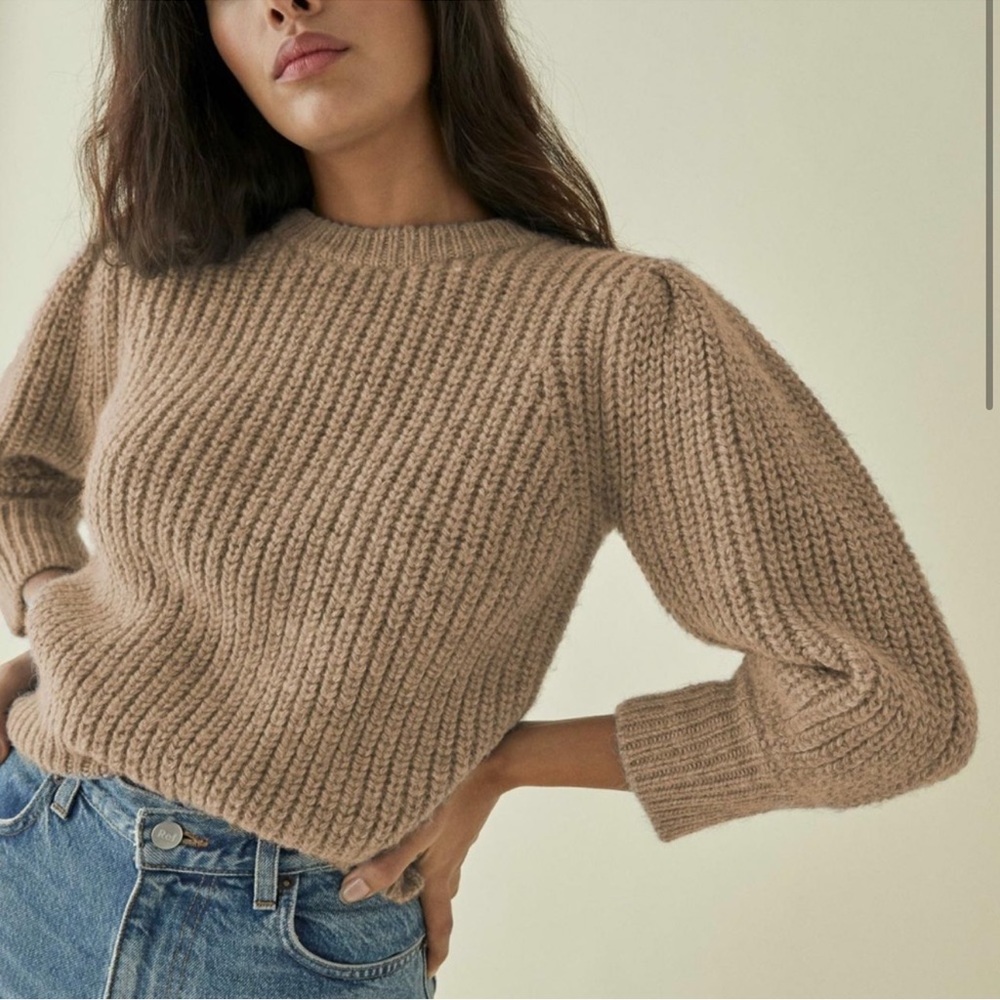 REFORMATION Moneta Alpaca Beige Sweater, Size Small